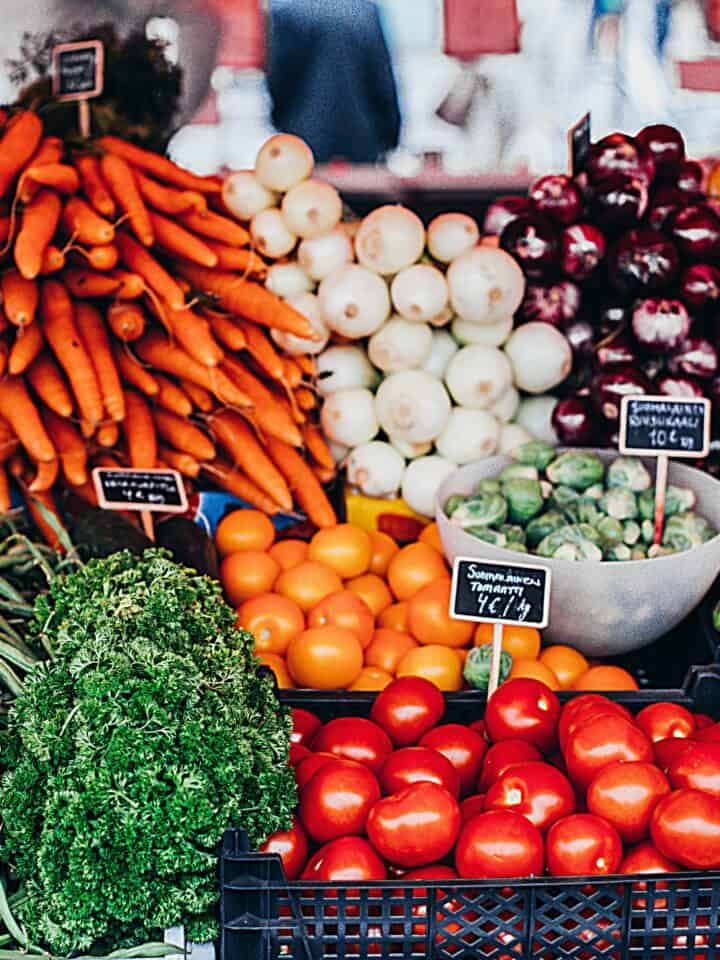 Vegetables on display.