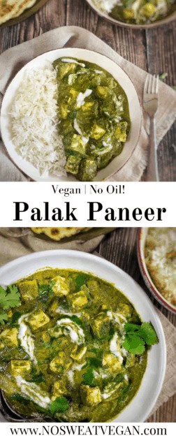 vegan palak paneer with tofu