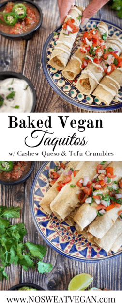 Baked vegan taquitos pin.