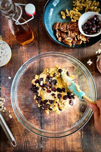 Dried cranberries added to the muffin batter.