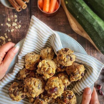 Bowl of vegan zucchini muffins.
