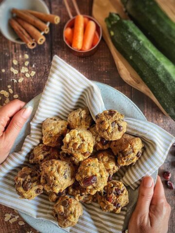 Bowl of vegan zucchini muffins.