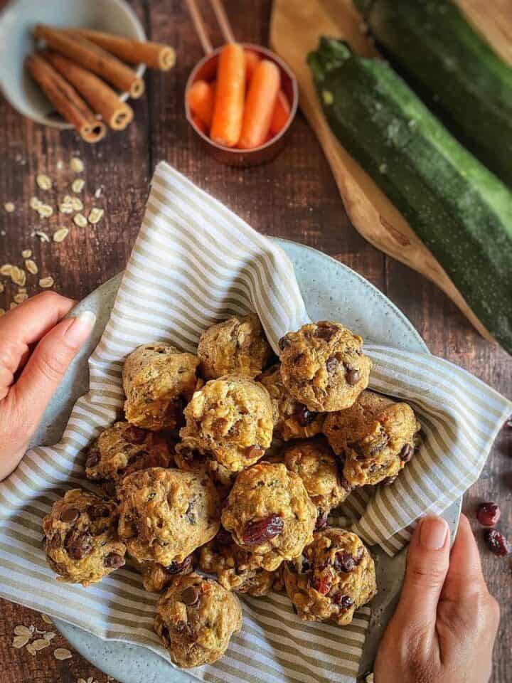 Bowl of vegan zucchini muffins.