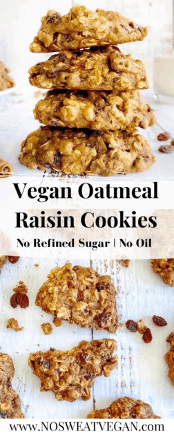 Vegan Oatmeal Raisin Cookies pin.