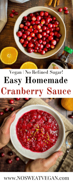 Vegan cranberry sauce pin.