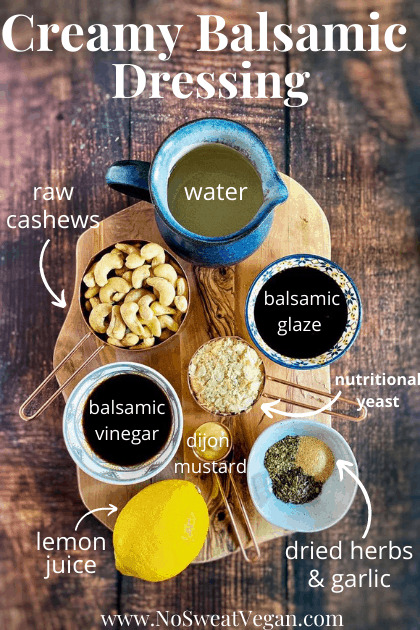 Ingredients for vegan balsamic dressing.