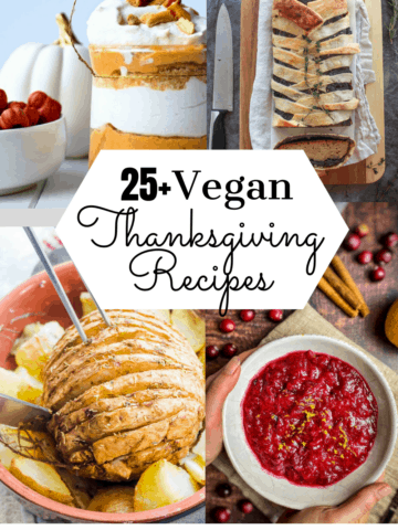 Vegan Thanksgiving recipes collage.