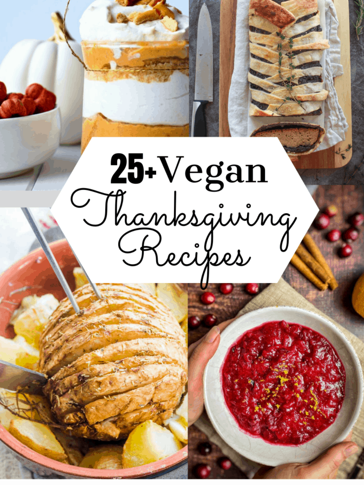 Vegan Thanksgiving recipes collage.