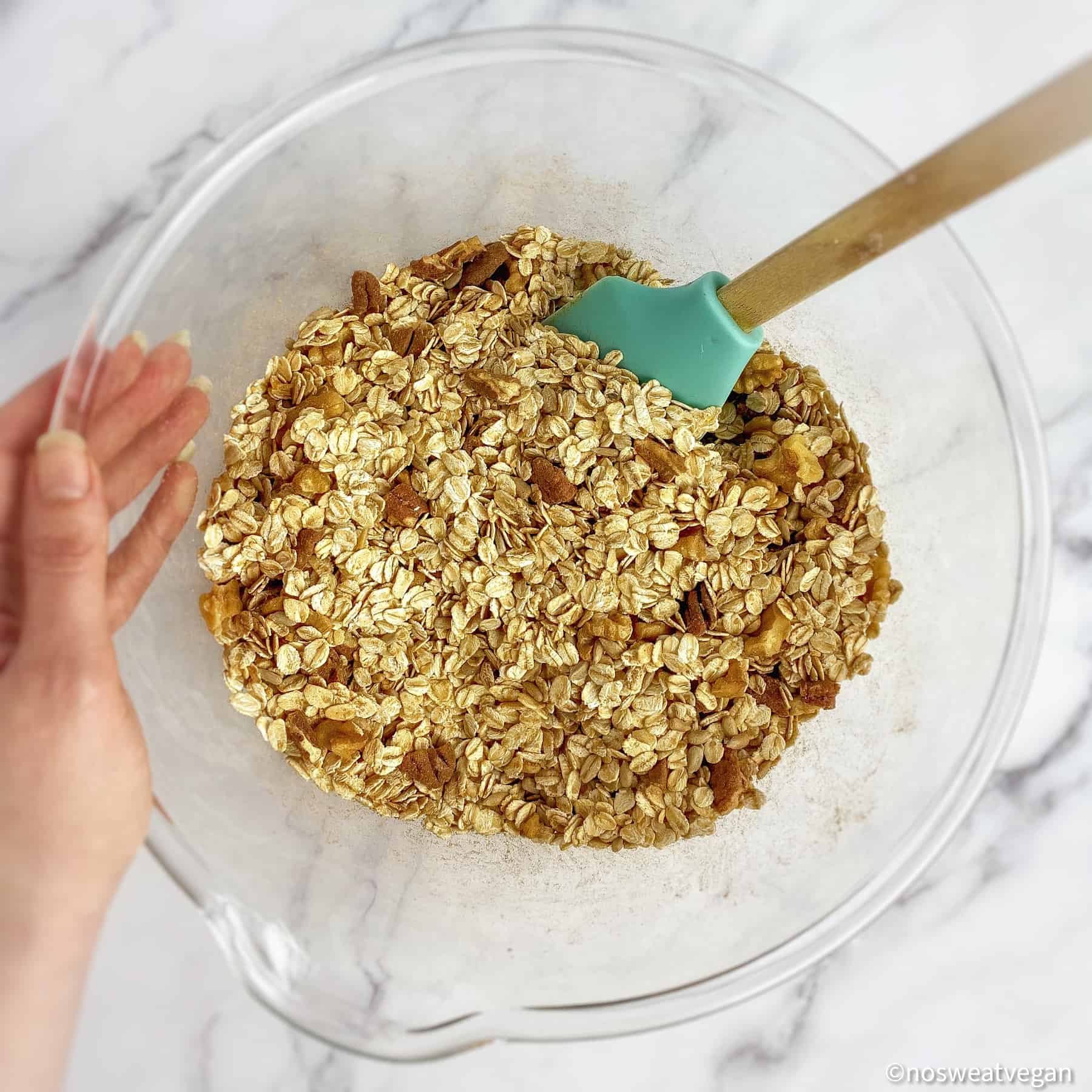 Dry ingredients for vegan granola.