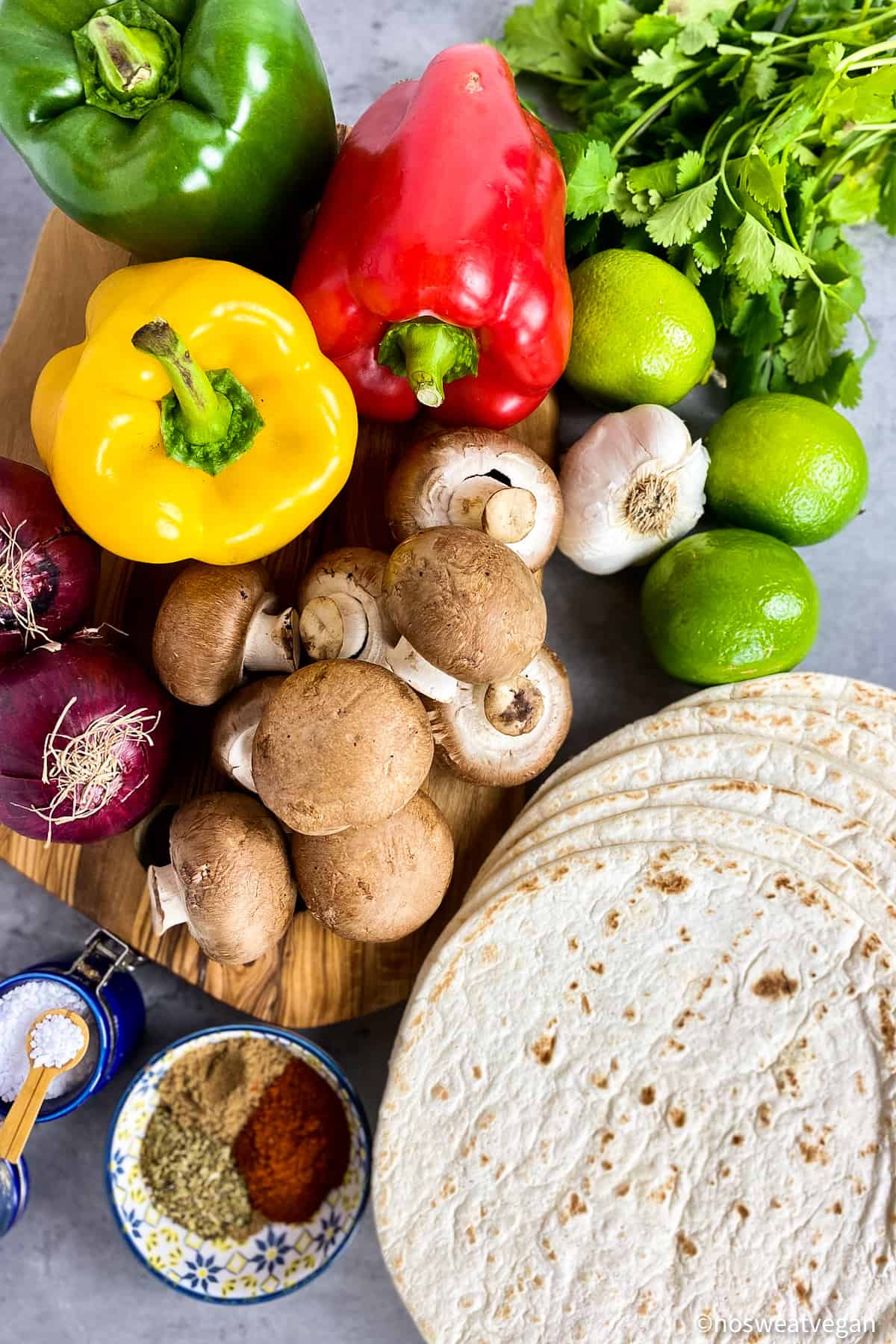 Ingredients for vegan fajitas.