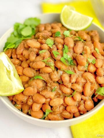Closeup of instant pot pinto beans.
