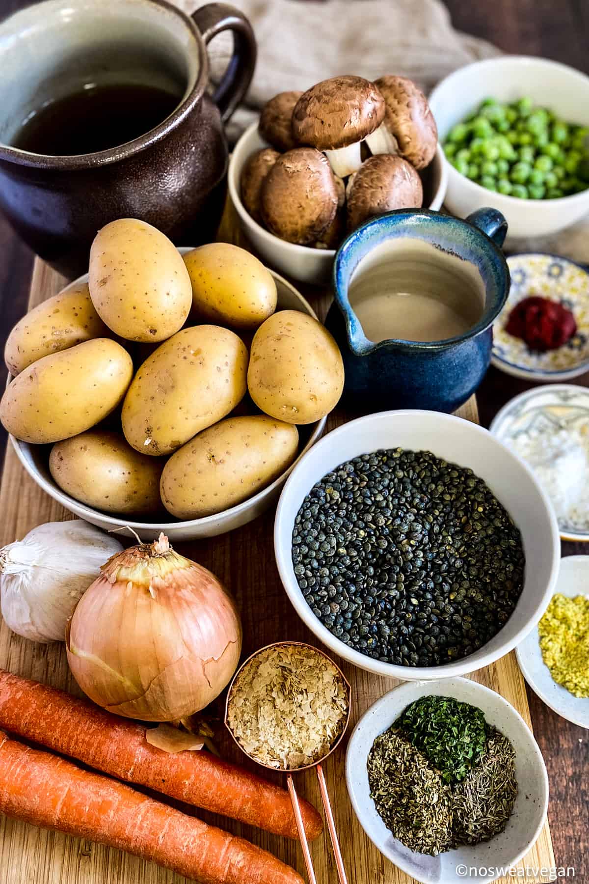 The ingredients for lentil shepherd's pie.