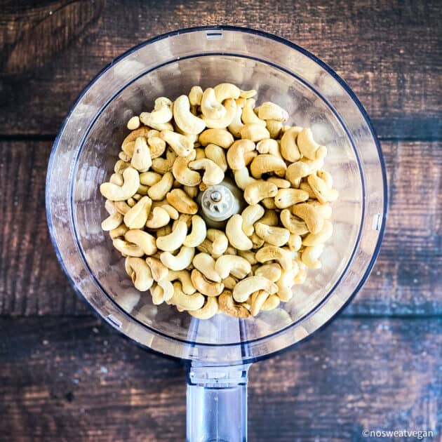 Cashews in a food processor.