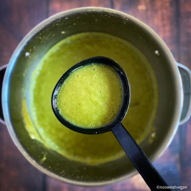 Return the potato leek soup to the pot.