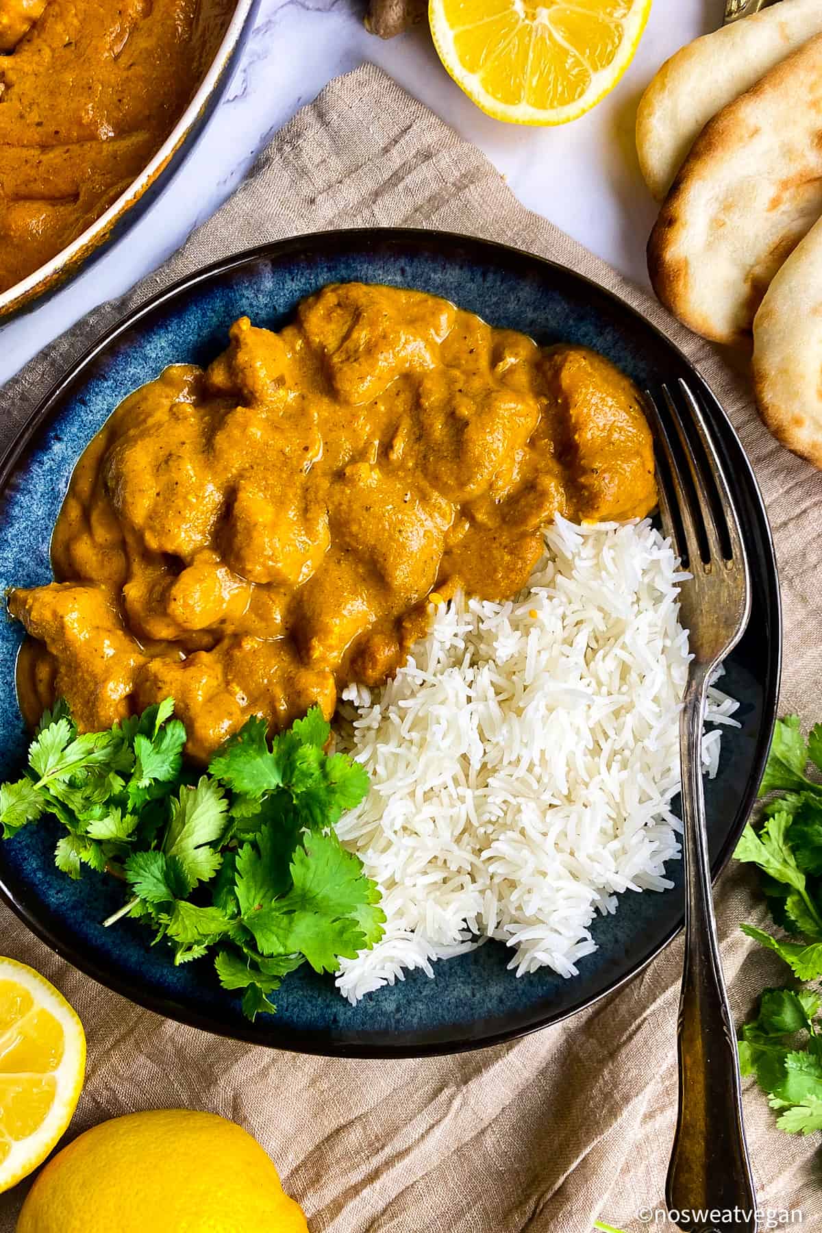 Vegan butter tofu in a bowl.