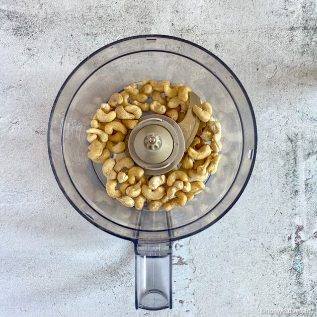 Cashews in food processor.