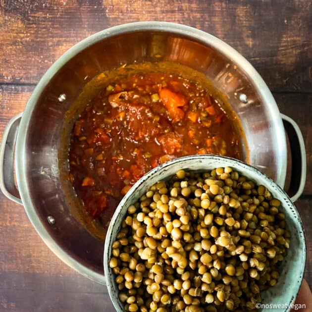 Add the lentils and tomatoes.