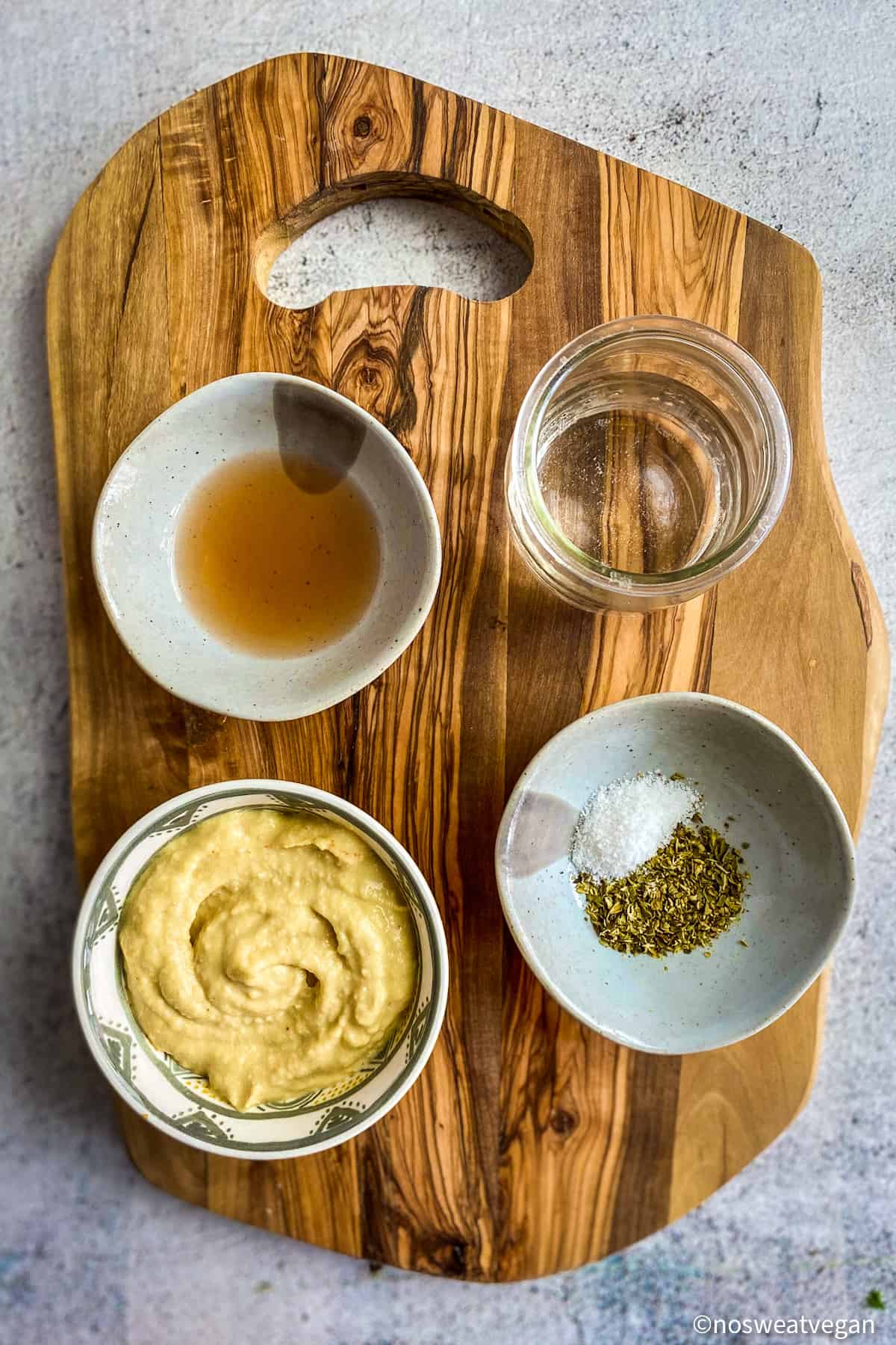 Ingredients for hummus dressing.