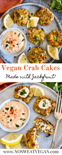 Vegan crab cakes pin.