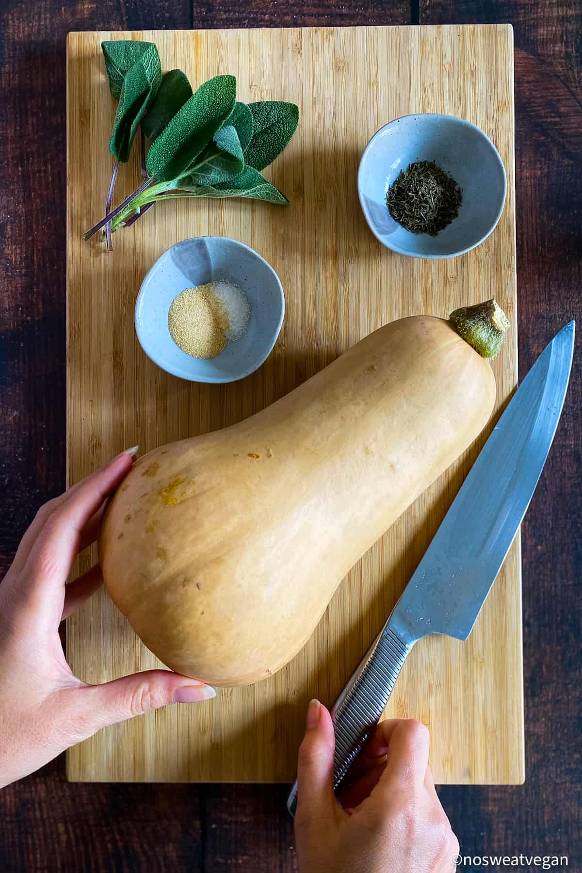 Air fryer butternut squash ingredients.