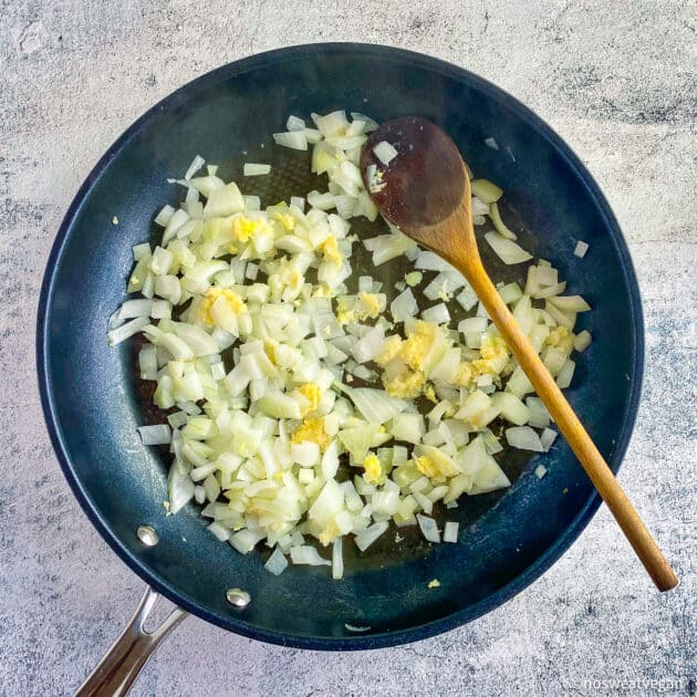 Sautee onions with garlic and ginger.