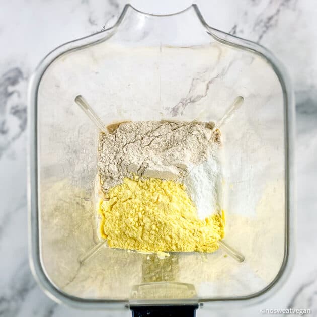 Cornbread ingredients in blender.