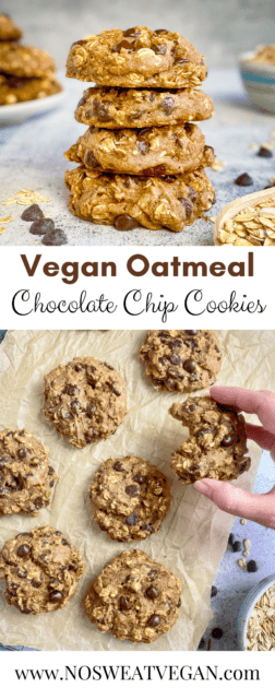 Vegan Oatmeal Chocolate Chip Cookies pin.