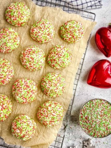 Vegan Christmas cookies on a cooling rack.