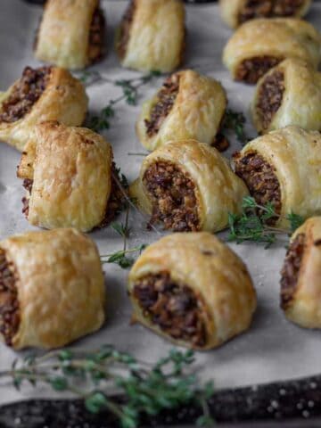 Vegan sausage rolls.
