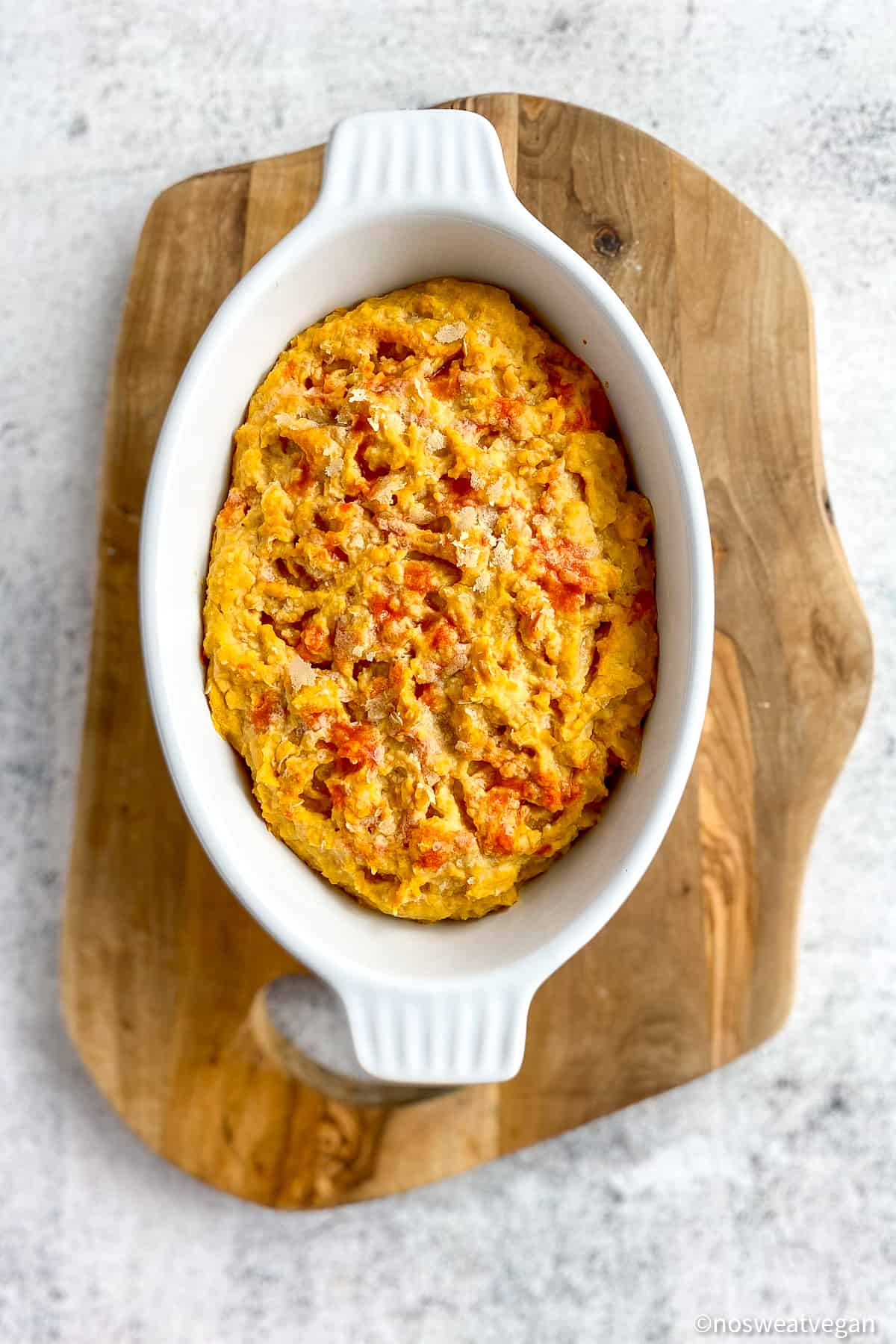 Cooked vegan buffalo chickpea dip.
