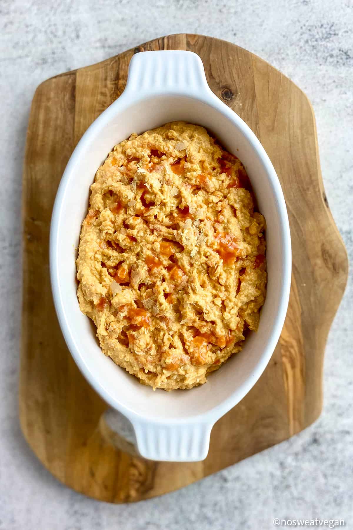 Buffalo chickpea dip uncooked.