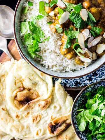 Vegan chickpea and mushroom korma.