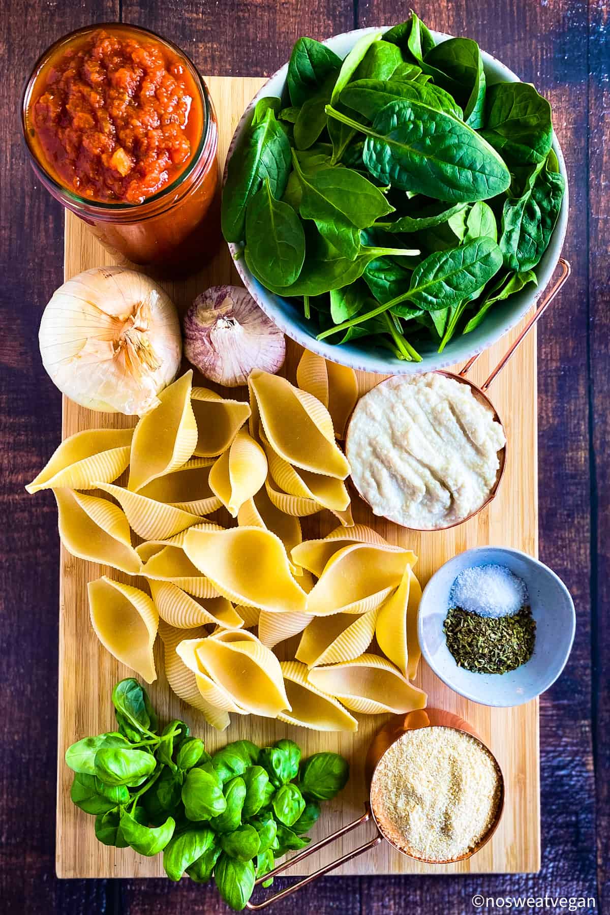 Vegan stuffed shells ingredients.