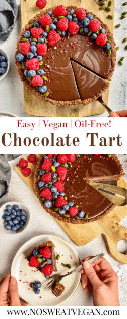 Vegan chocolate tart pin.