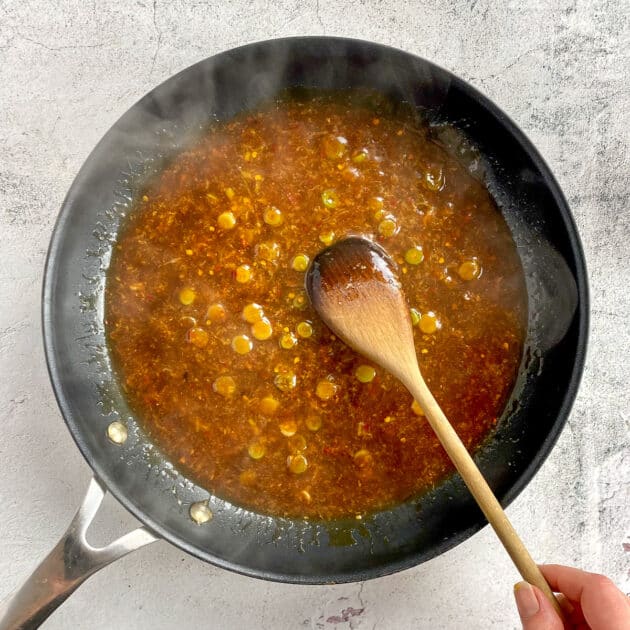 Reduced sticky sauce.