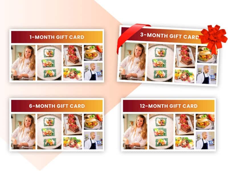 Vegan cooking classes gift card.