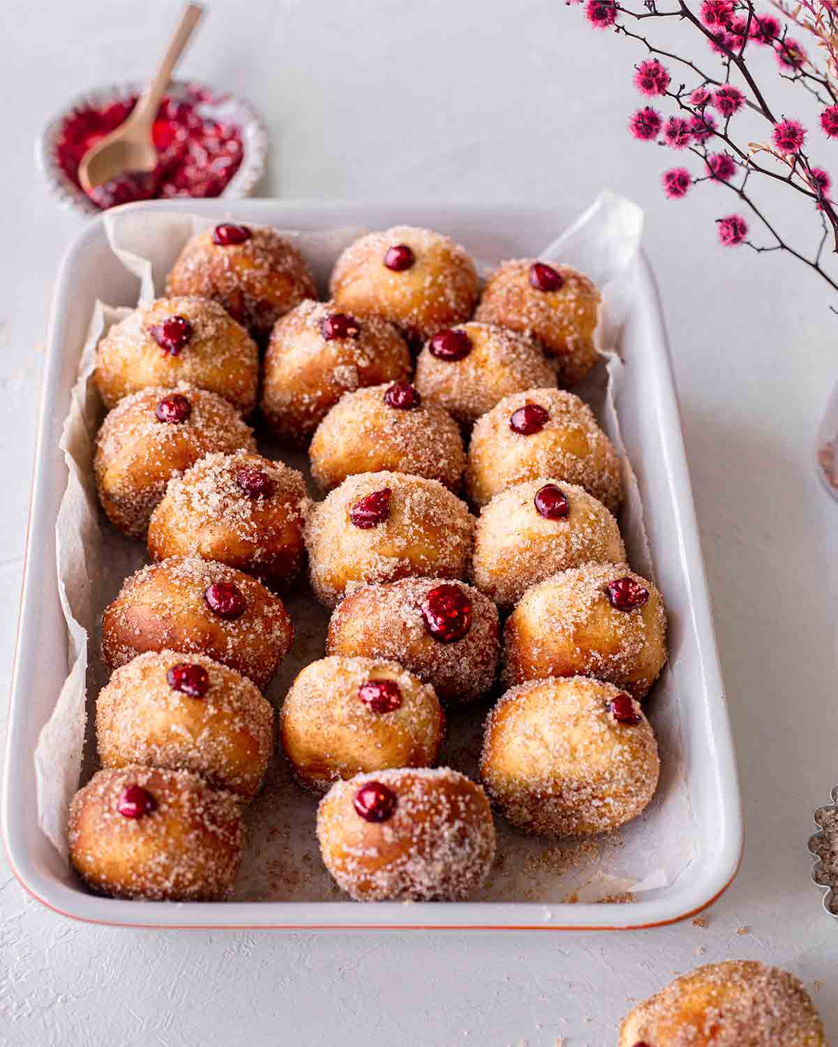 Air fryer donuts with jam.
