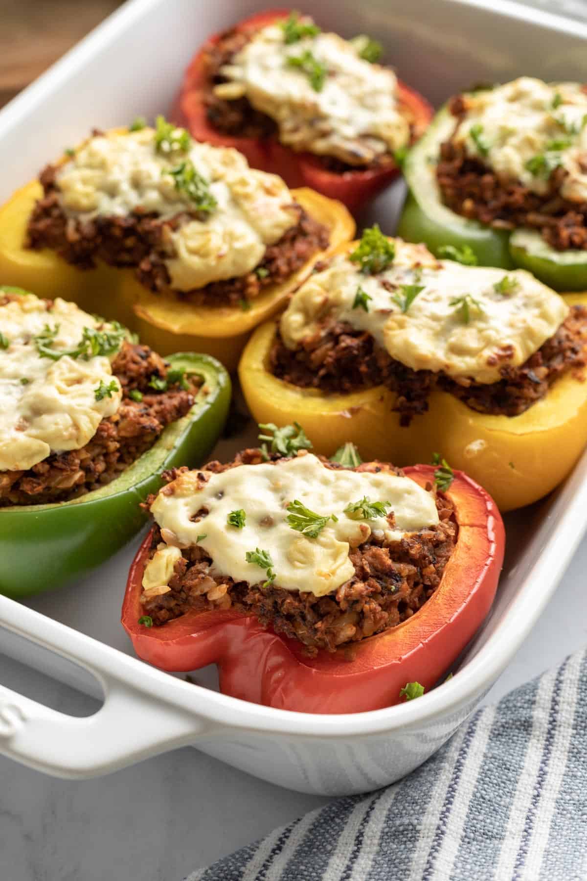Air fryer vegan stuffed peppers.
