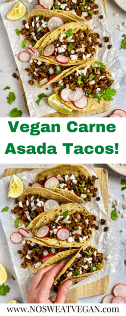 Vegan arne asada tacos pin.