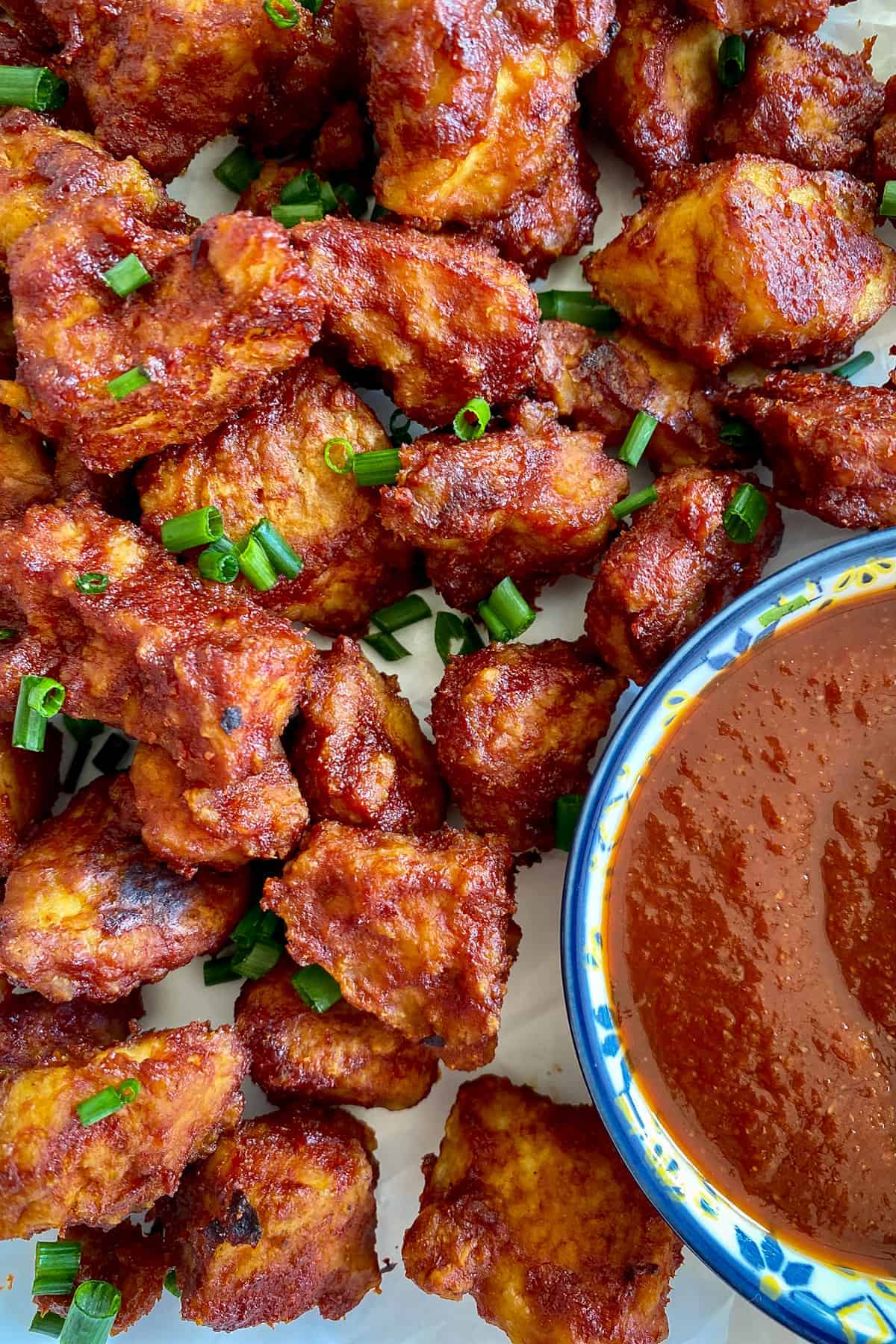 Tofu with homemade bbq sauce.