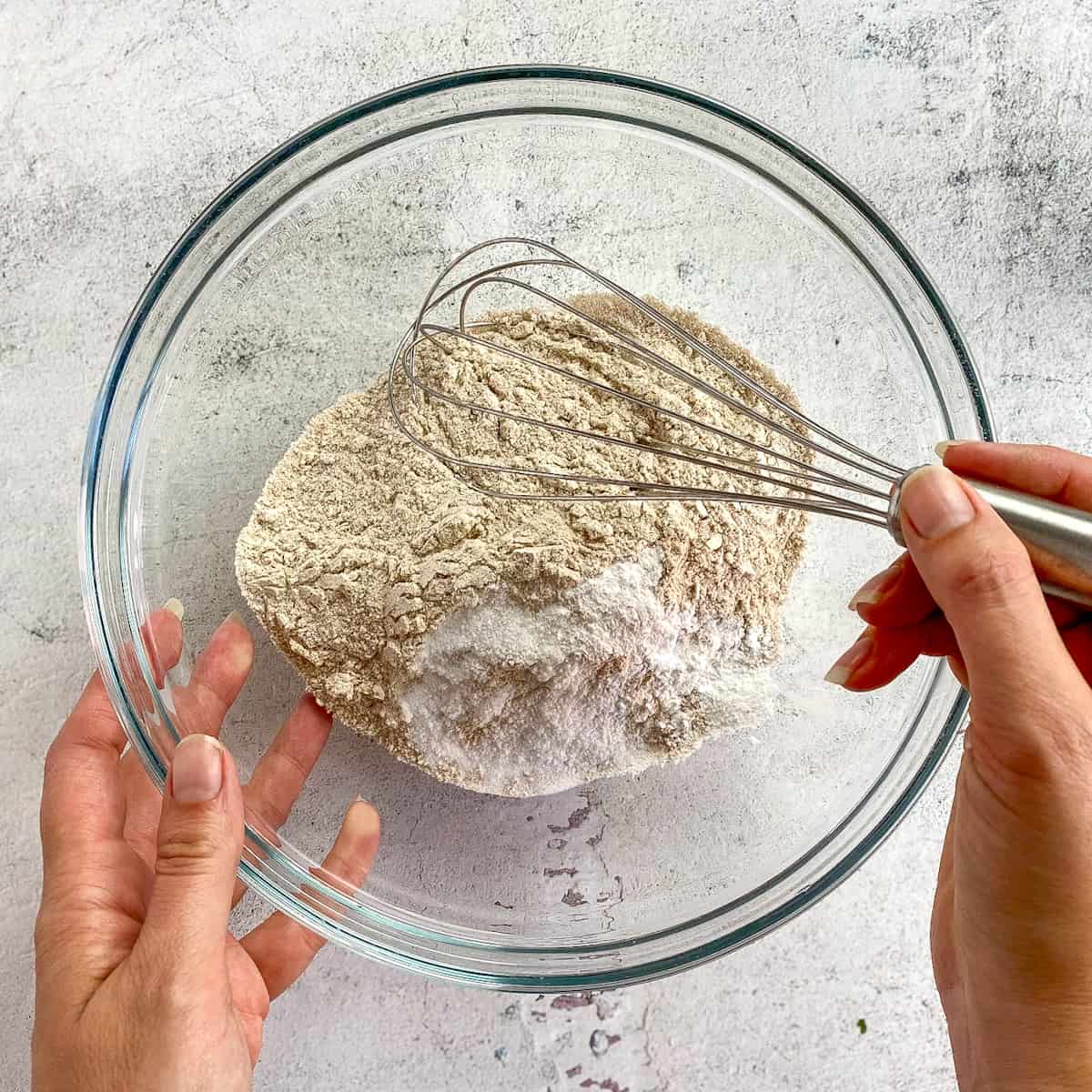 Dry ingredients for vegan muffins.