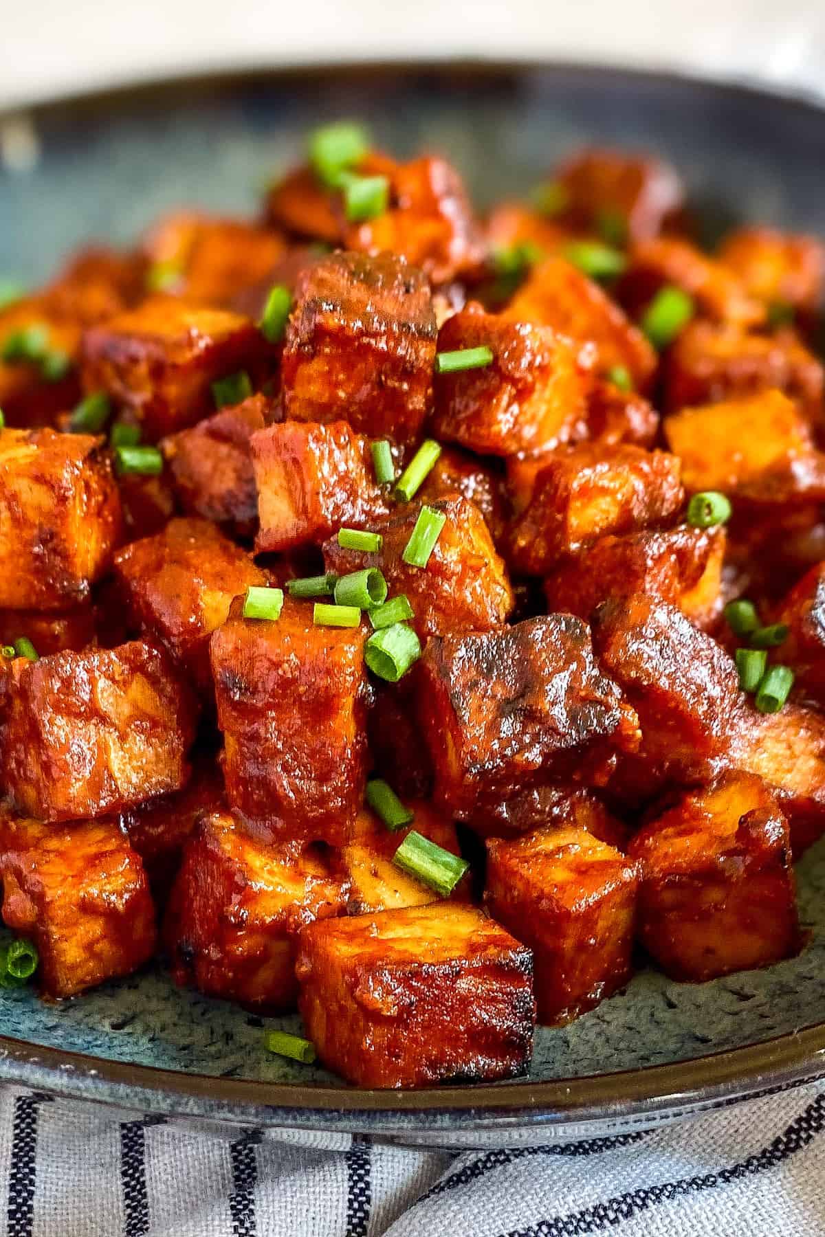 Marinated tofu.