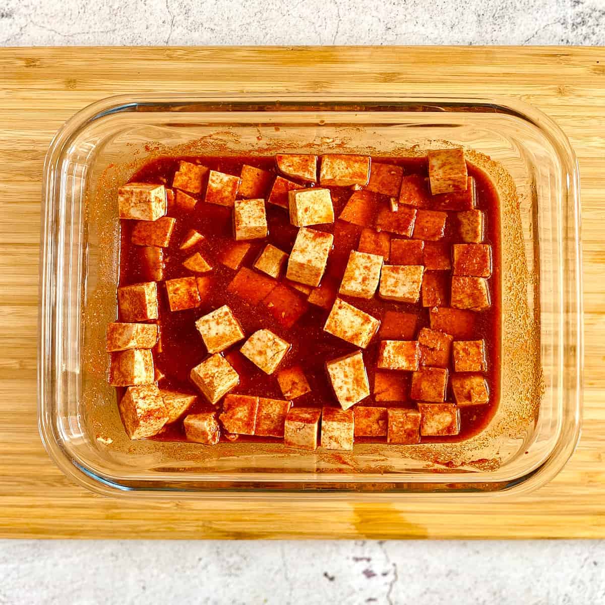 Tofu in marinade.