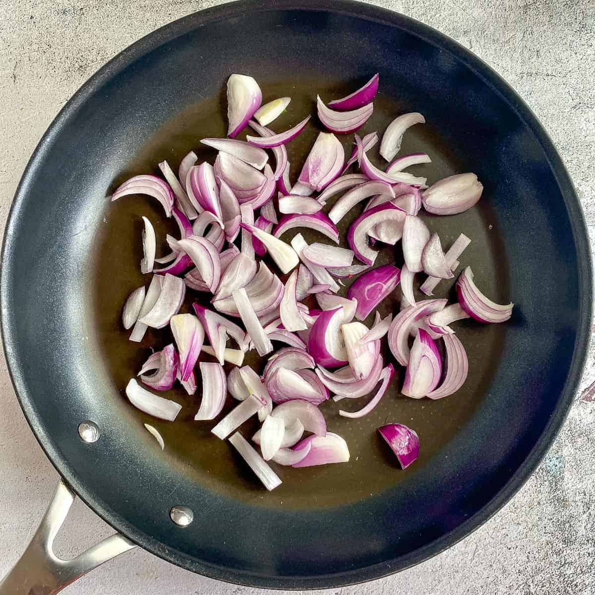 Onions in skillet.