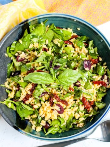 Spinach orzo salad.