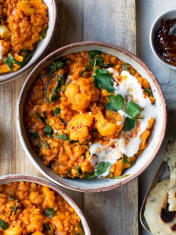 Red lentil curry.