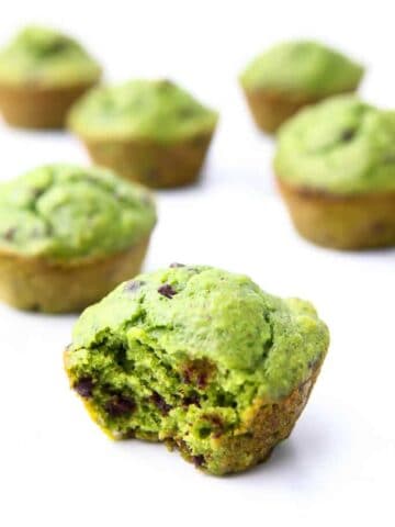 Vegan spinach chocolate chip muffins.