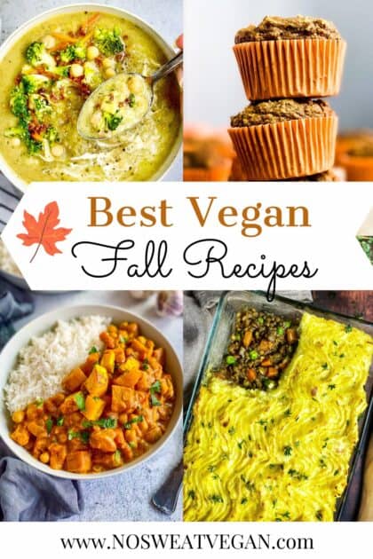 Vegan fall recipes collage.