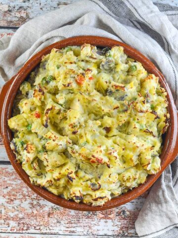 Bubble and squeak in a bowl.
