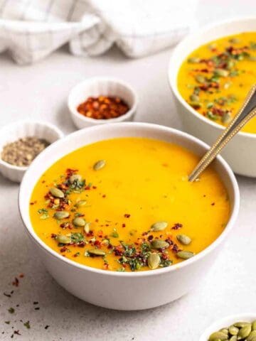 Vegan pumpkin potato soup.